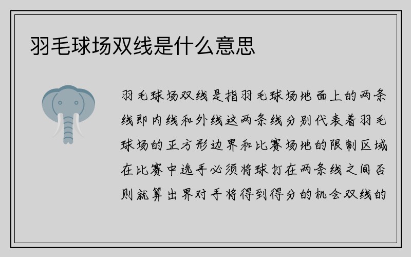 羽毛球场双线是什么意思