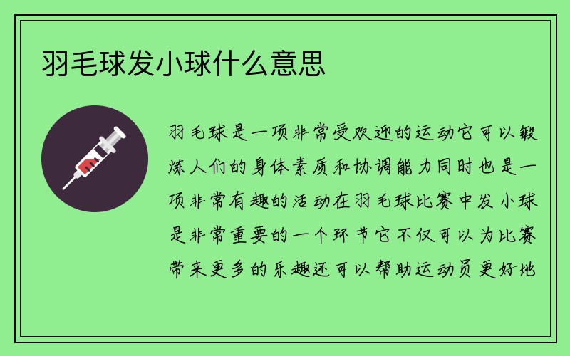 羽毛球发小球什么意思